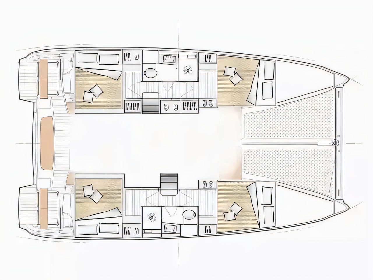 Interior of Excess 11 catamaran with 6 cabins Croatia yacht charter