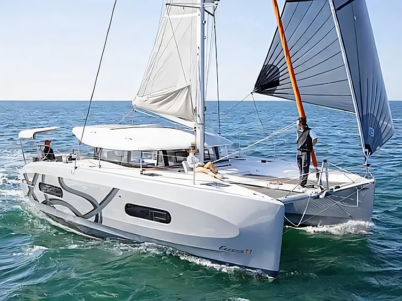 Exterior overview of Excess 11 catamaran for charter from SCT Marina Trogir in the Split sailing area Croatia
