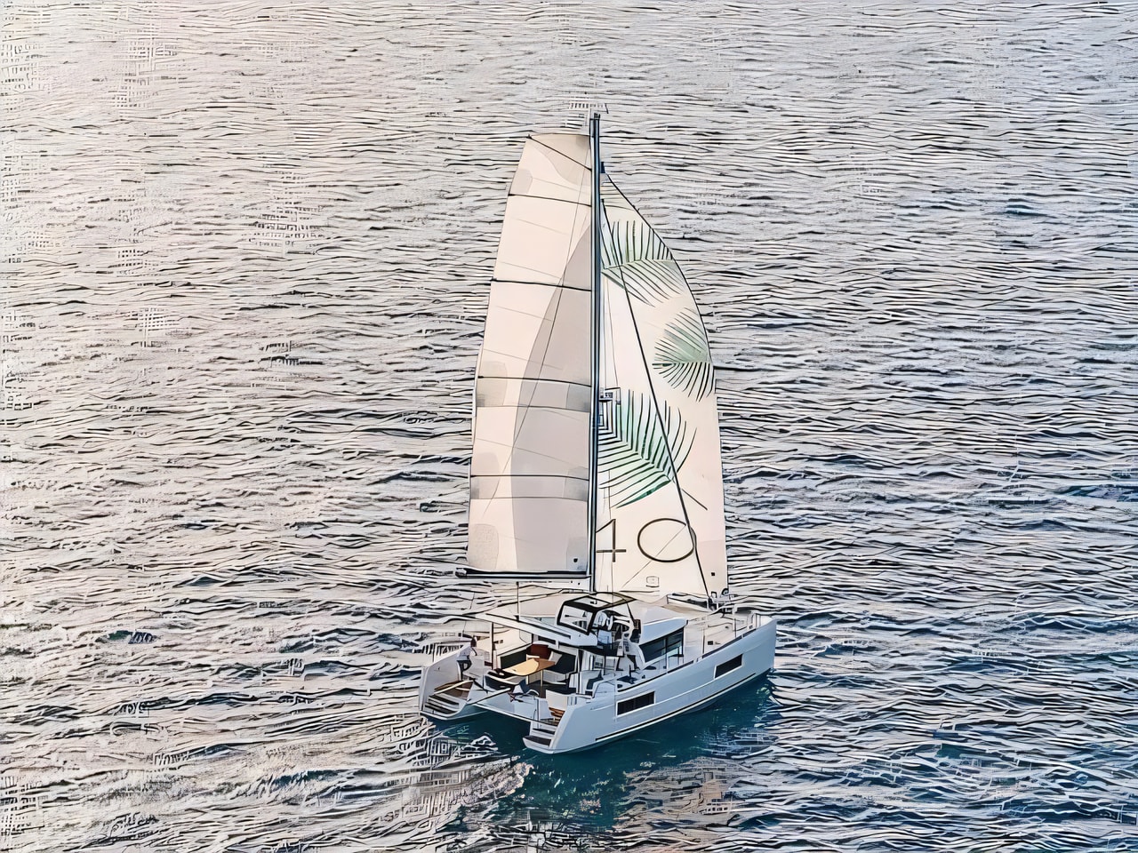 Exterior overview of Lagoon 40 catamaran for charter from SCT Marina Trogir in the Split sailing area Croatia