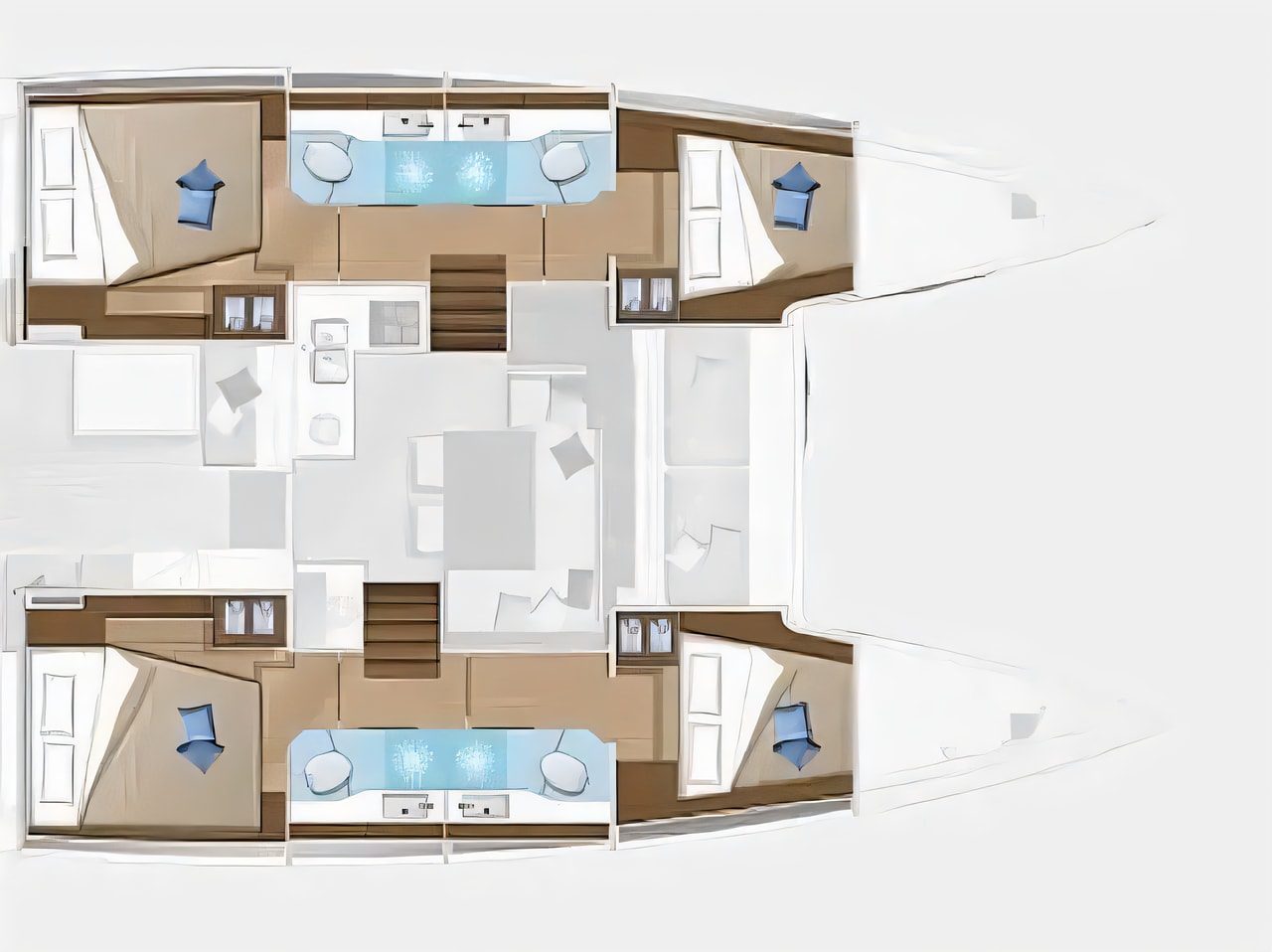 Interior of Lagoon 40 catamaran with 6 cabins Croatia yacht charter