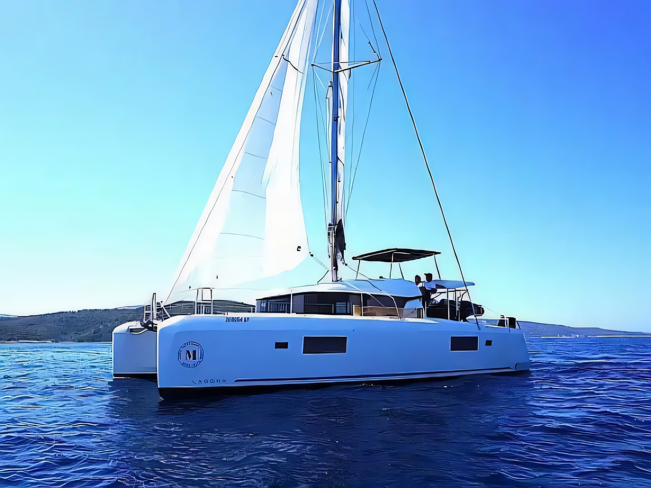 Exterior overview of Lagoon 42 catamaran for charter from SCT Marina Trogir in the Split sailing area Croatia