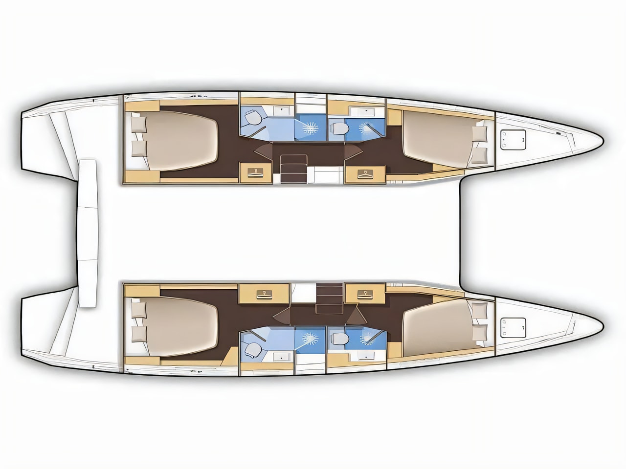 Interior of Lagoon 42 catamaran with 6 cabins Croatia yacht charter