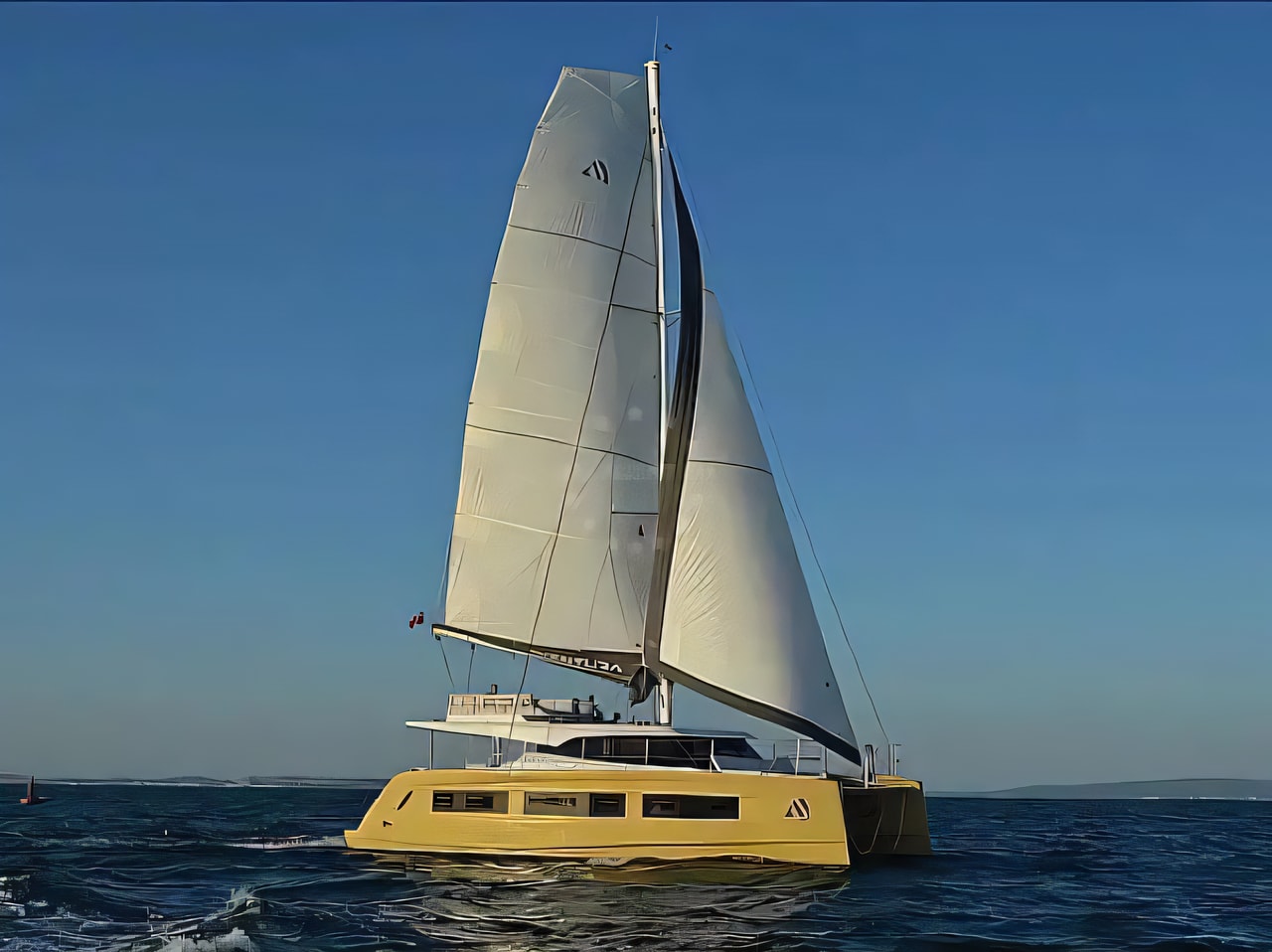 Exterior overview of Aventura 45 catamaran for charter from Seget Donji Marina Baotic in the Split sailing area Croatia