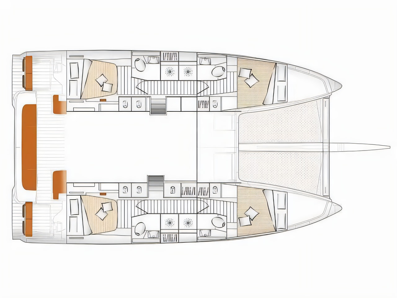 Interior of Excess 14 catamaran with 6 cabins Croatia yacht charter
