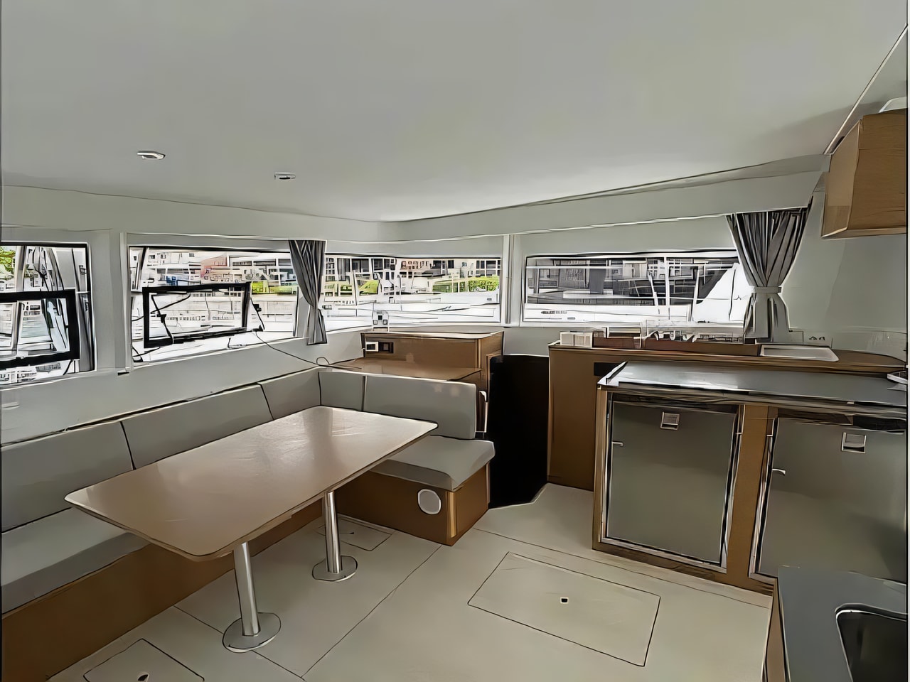Layout of Excess 14 catamaran with 6 cabins Croatia yacht charter