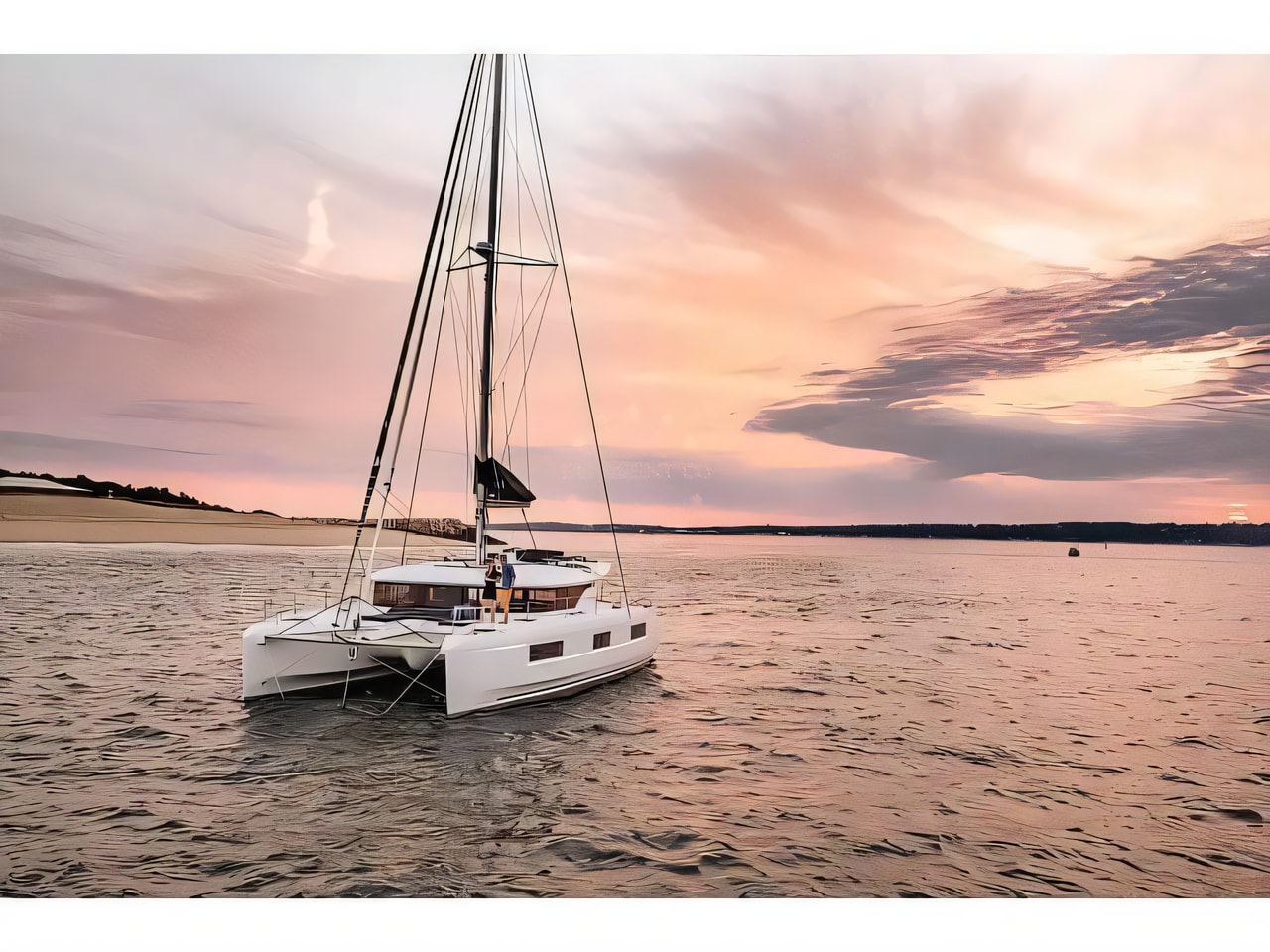 Exterior overview of Lagoon 46 catamaran for charter from SCT Marina Trogir in the Split sailing area Croatia