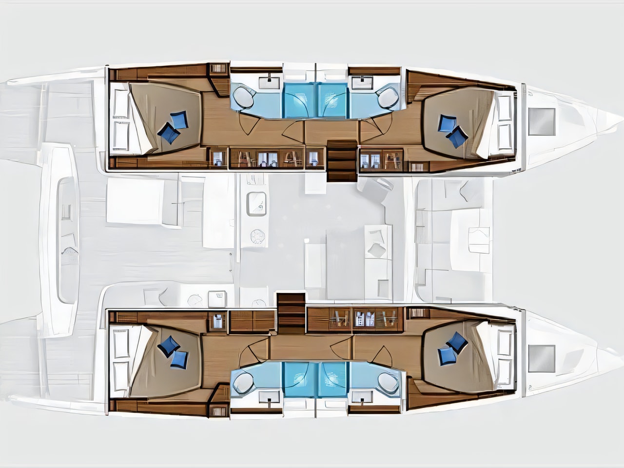 Interior of Lagoon 46 catamaran with 6 cabins Croatia yacht charter