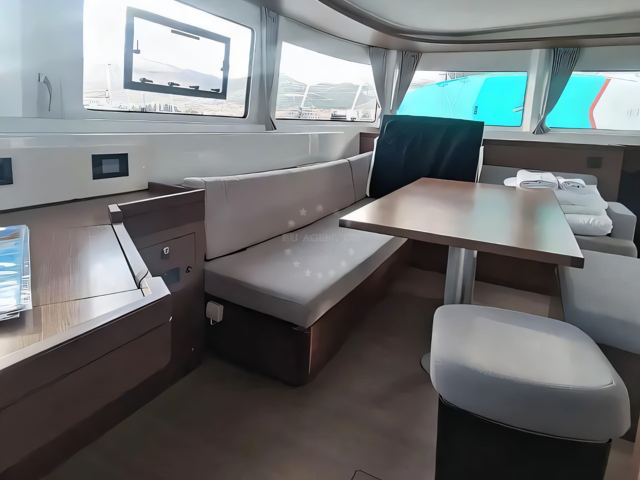 Layout of Lagoon 46 catamaran with 6 cabins Croatia yacht charter
