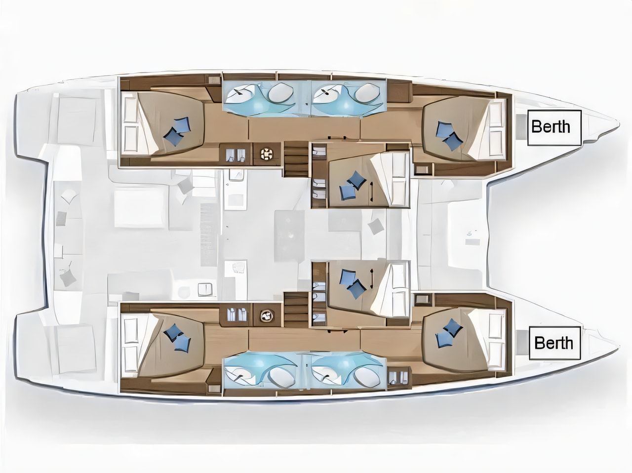 Interior of Lagoon 50 catamaran with 8 cabins Croatia yacht charter