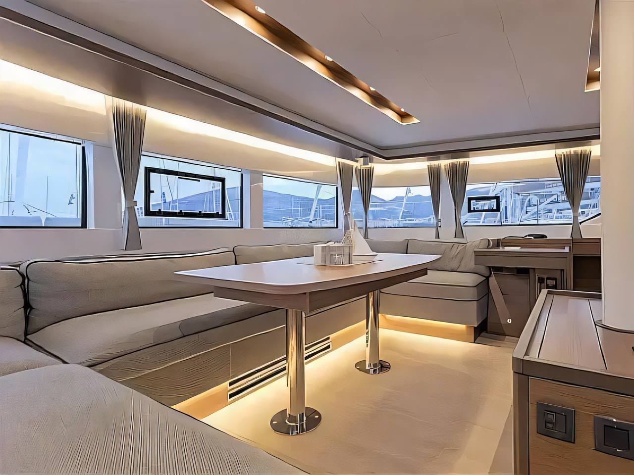 Layout of Lagoon 50 catamaran with 8 cabins Croatia yacht charter