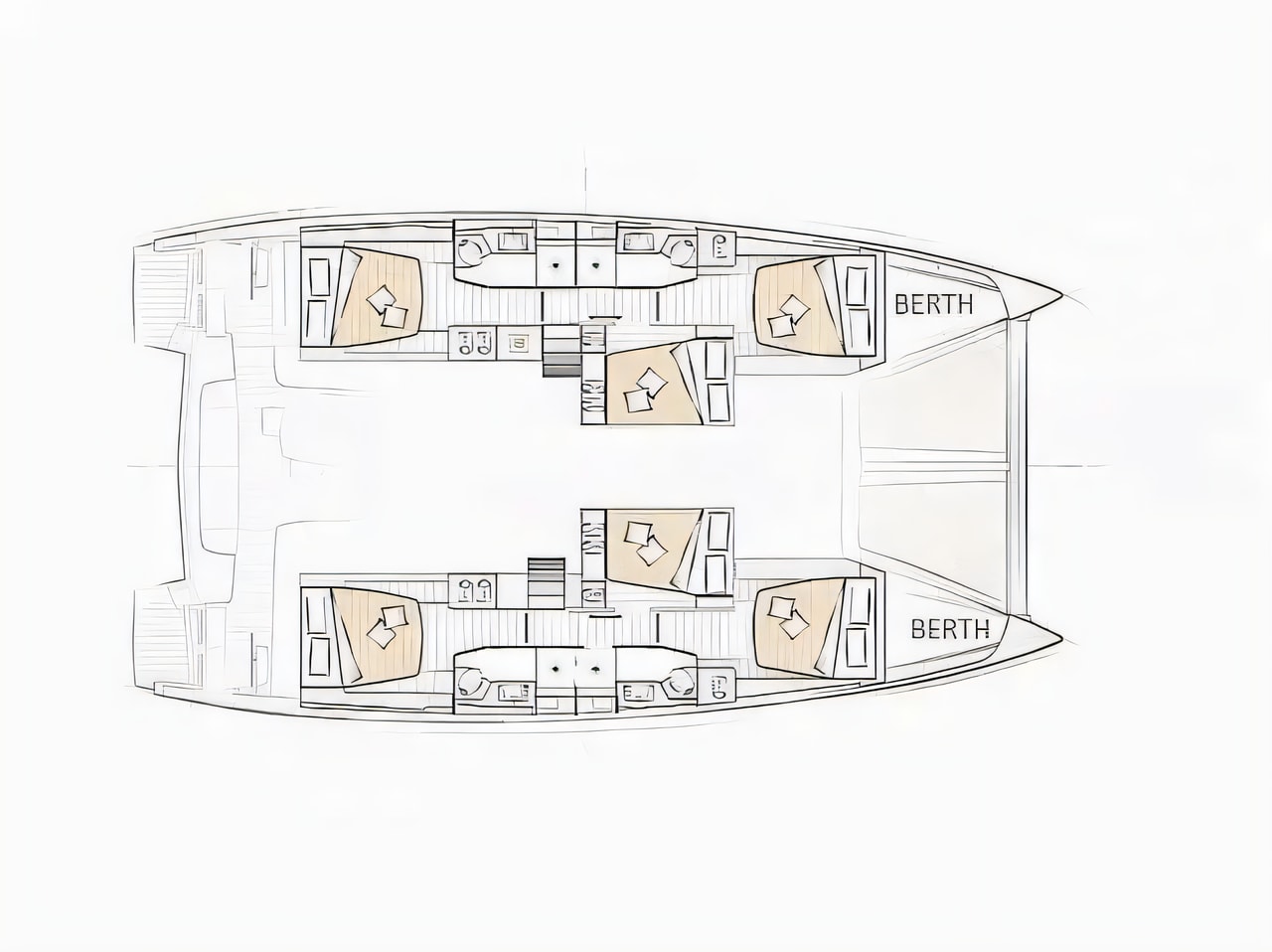 Interior of Excess 15 catamaran with 8 cabins Croatia yacht charter