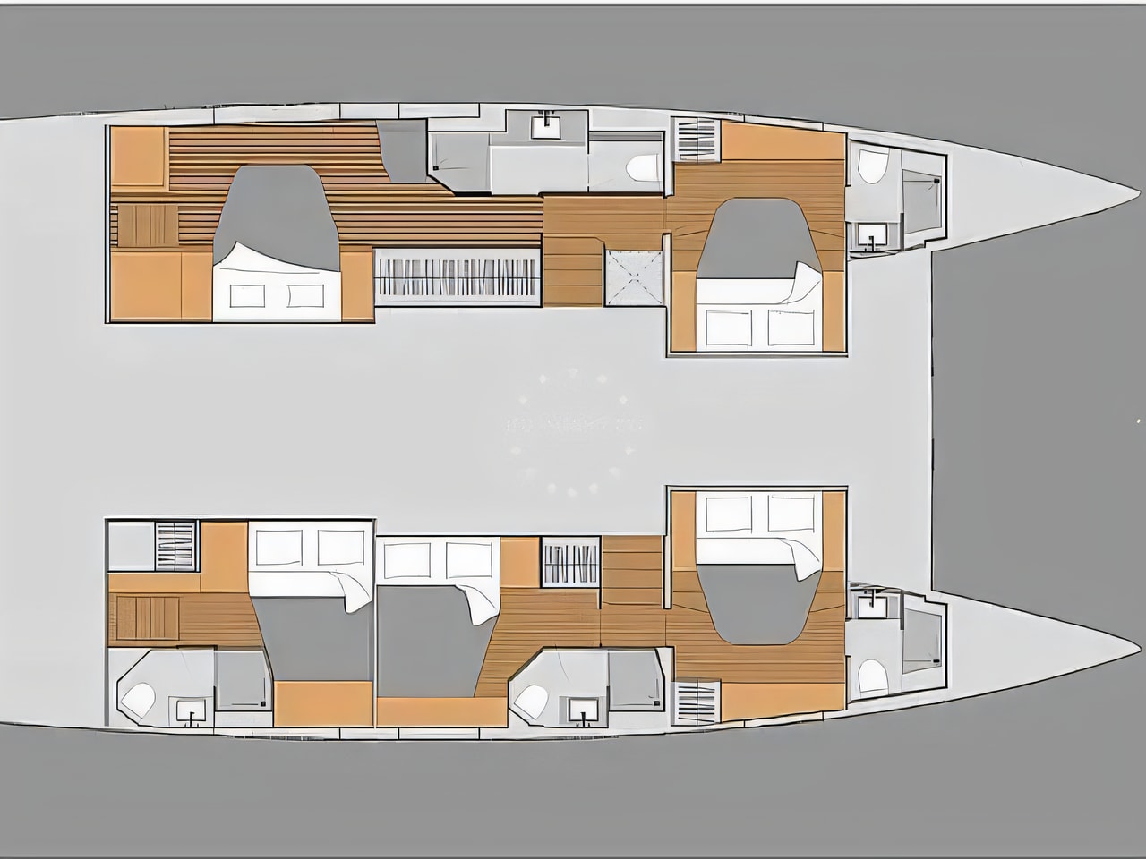 Interior of Aura 51 catamaran with 6 cabins Croatia yacht charter