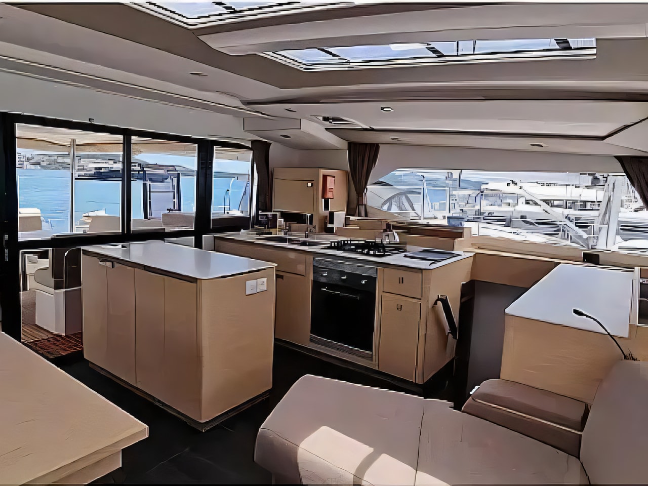 Layout of Aura 51 catamaran with 6 cabins Croatia yacht charter