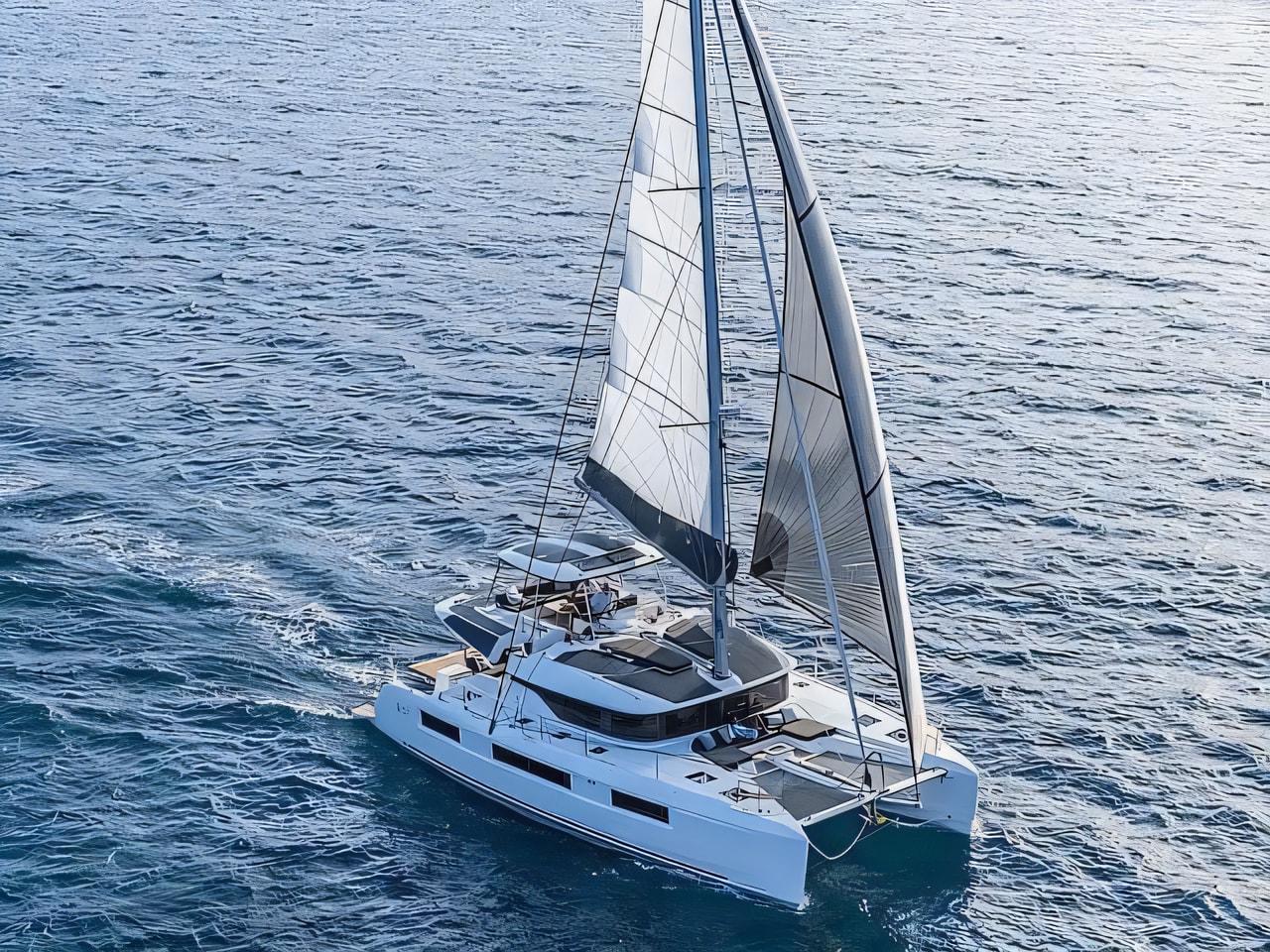 Exterior overview of Lagoon 51 catamaran for charter from Seget Donji Marina Baotic in the Split sailing area Croatia