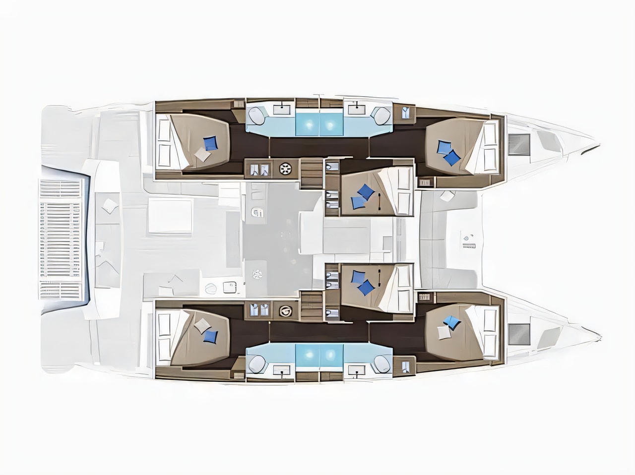 Interior of Lagoon 51 catamaran with 8 cabins Croatia yacht charter