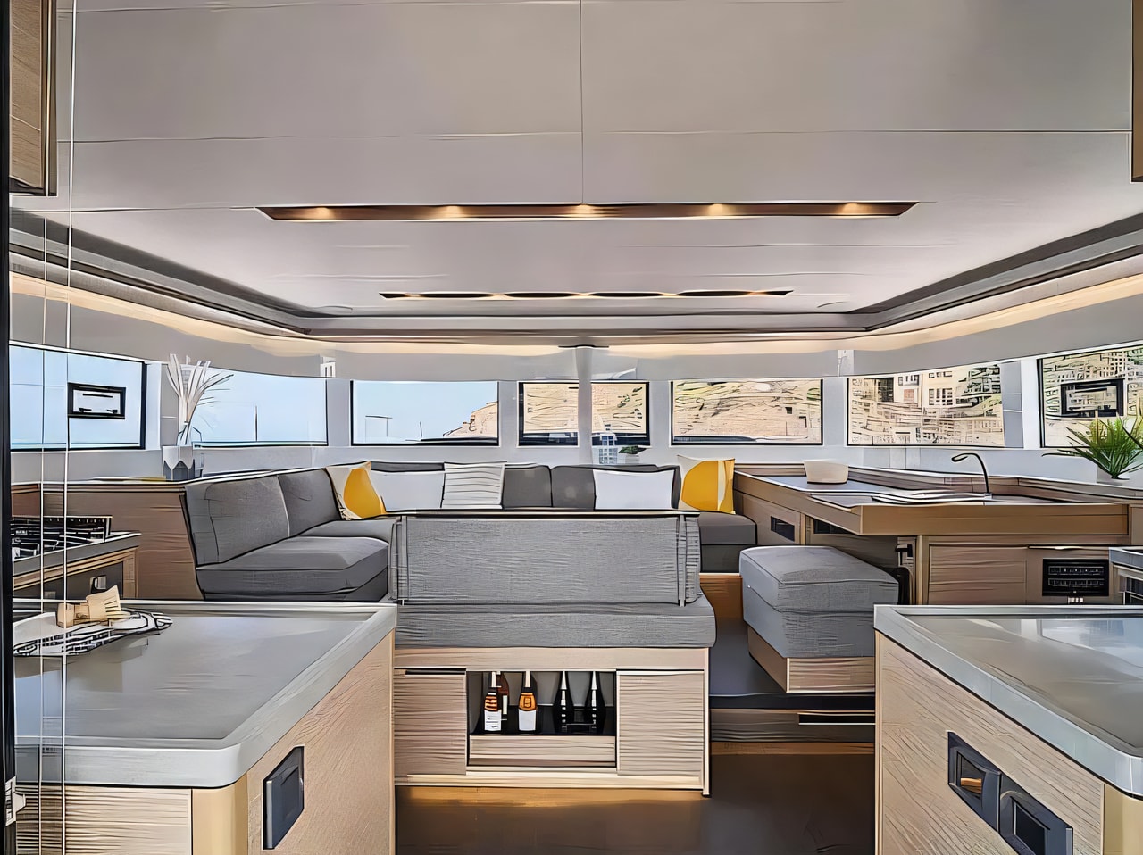 Layout of Lagoon 51 catamaran with 8 cabins Croatia yacht charter