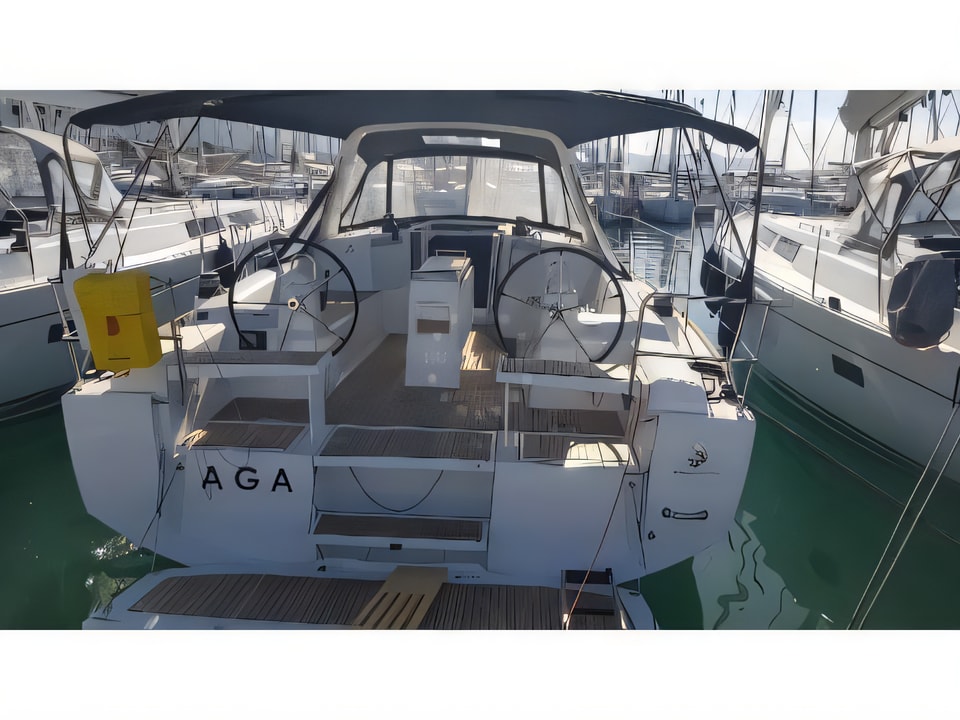 Exterior overview of Oceanis 38.1 sail boat for charter from Biograd Marina Kornati in the Kornati sailing area Croatia