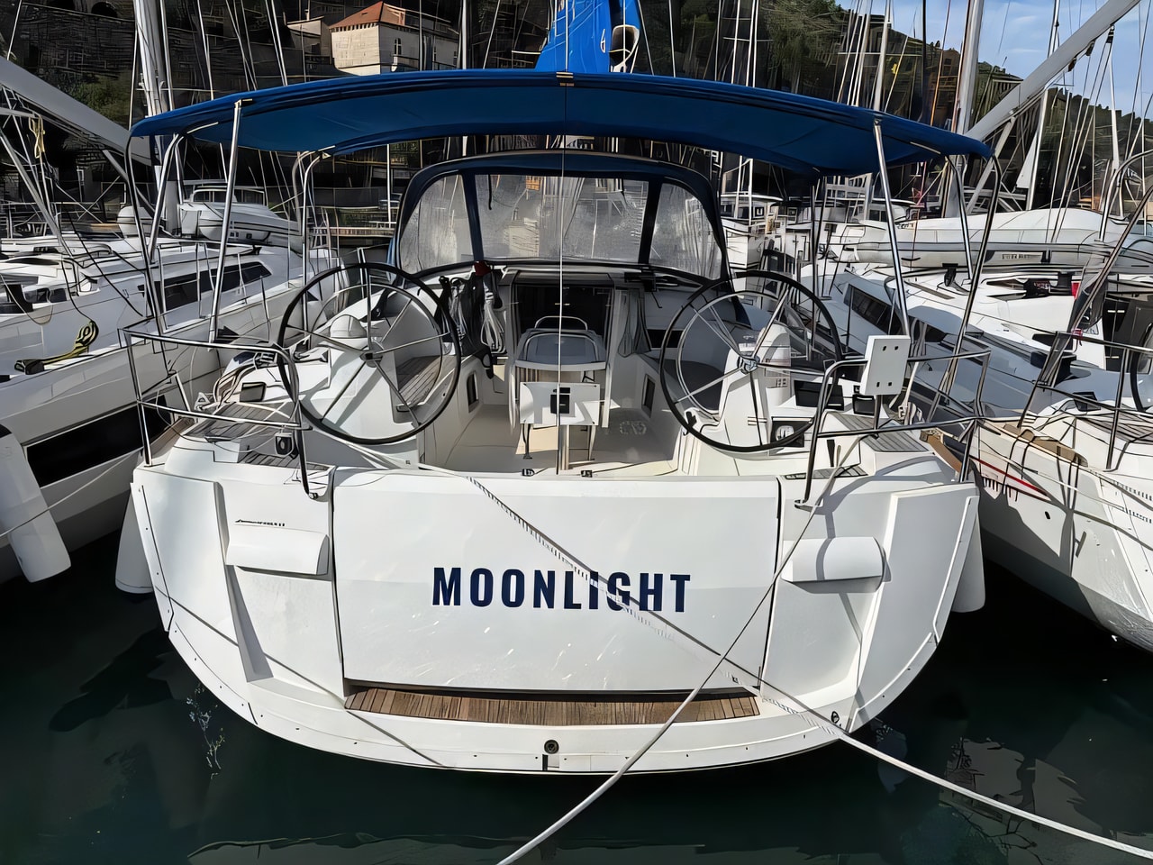 Exterior overview of Sun Odyssey 479 sail boat for charter from Pula Marina Polesana in the Istria / Kvarner sailing area Croatia