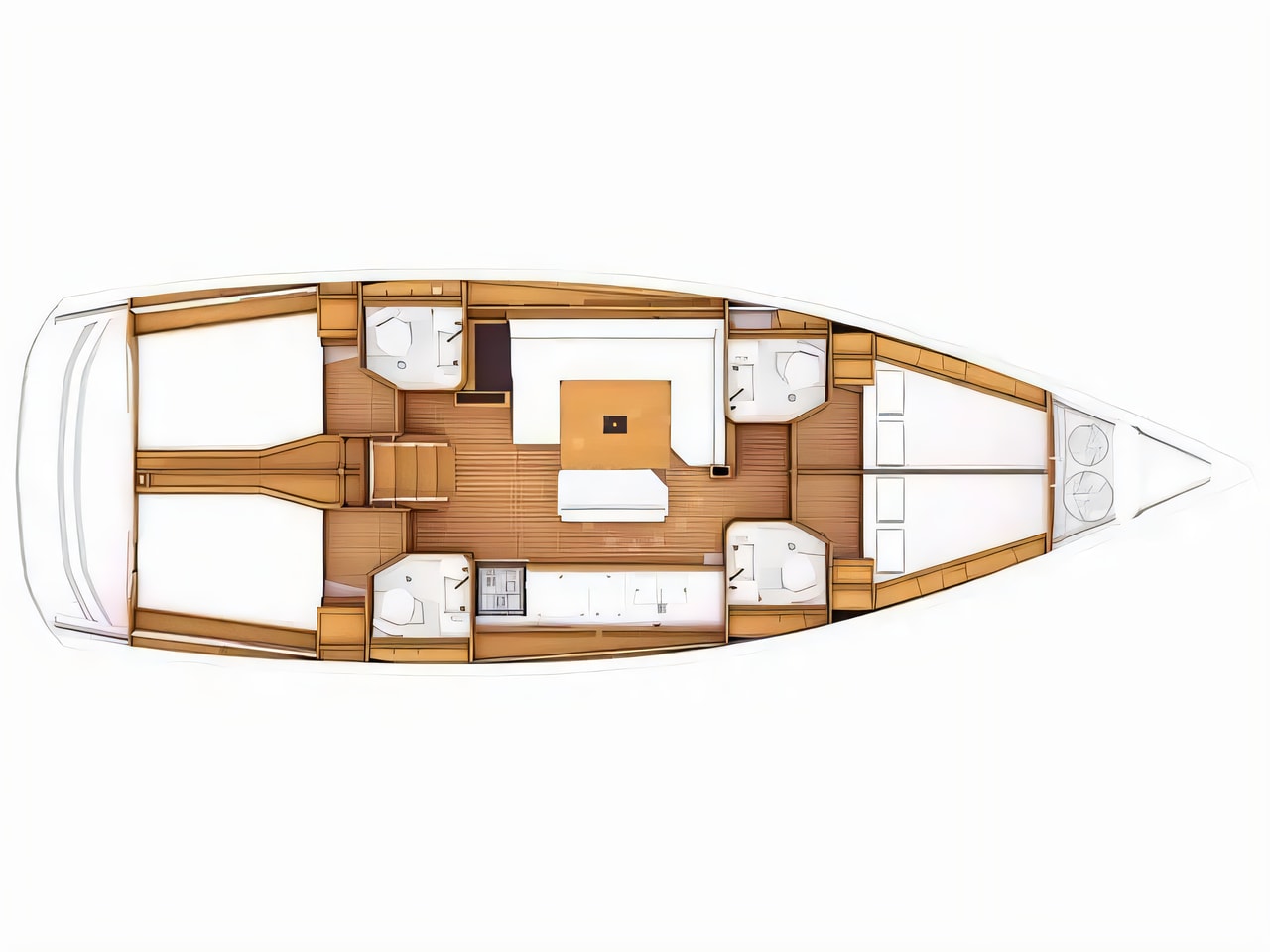 Interior of Sun Odyssey 479 sail boat with 4 cabins Croatia yacht charter