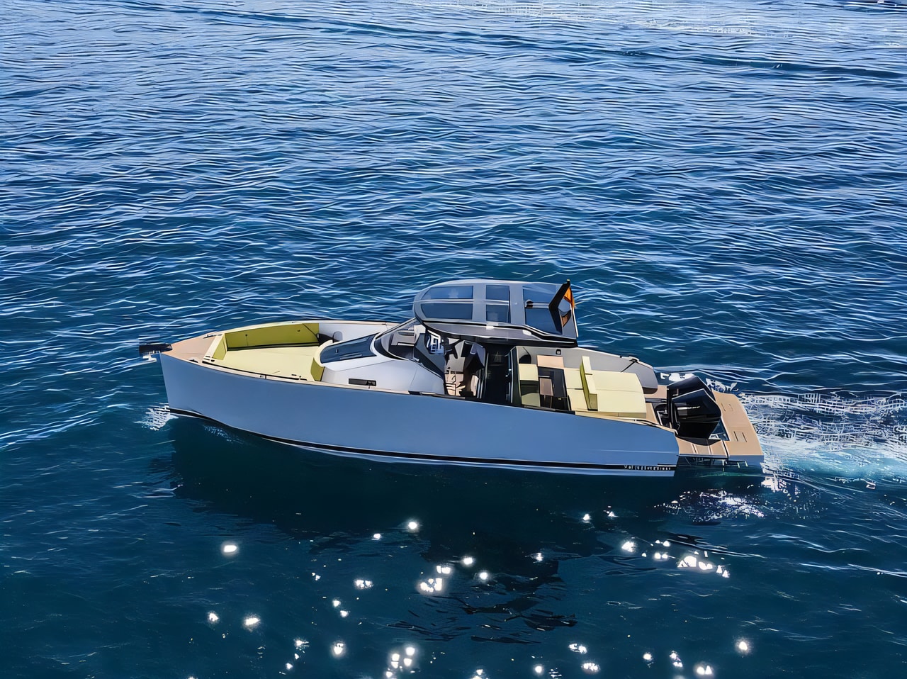 Exterior overview of Tesoro T40 motor boat for charter from Seget Donji Marina Baotic in the Split sailing area Croatia