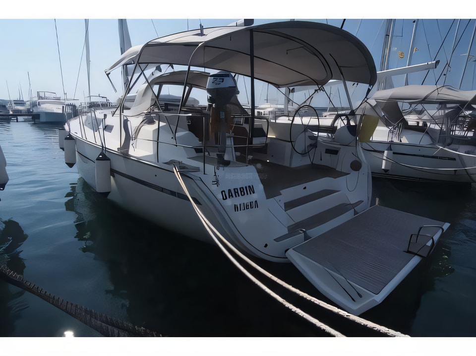 Exterior overview of Bavaria Cruiser 46 sail boat for charter from Krk Marina Punat in the Istria / Kvarner sailing area Croatia