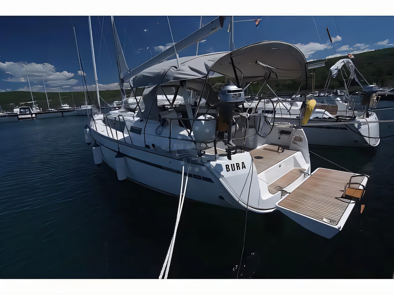 Exterior overview of Bavaria Cruiser 37 sail boat for charter from Krk Marina Punat in the Istria / Kvarner sailing area Croatia