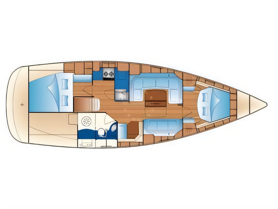 Layout of Bavaria 33 Cruiser sail boat with 2 cabins Croatia yacht charter