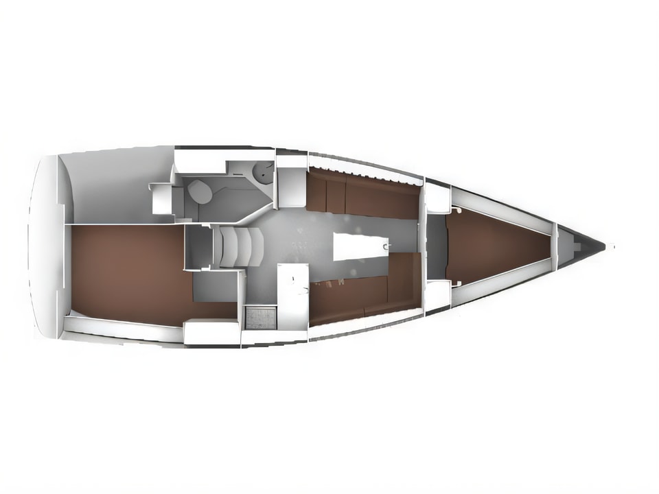 Layout of Bavaria Cruiser 33 sail boat with 2 cabins Croatia yacht charter