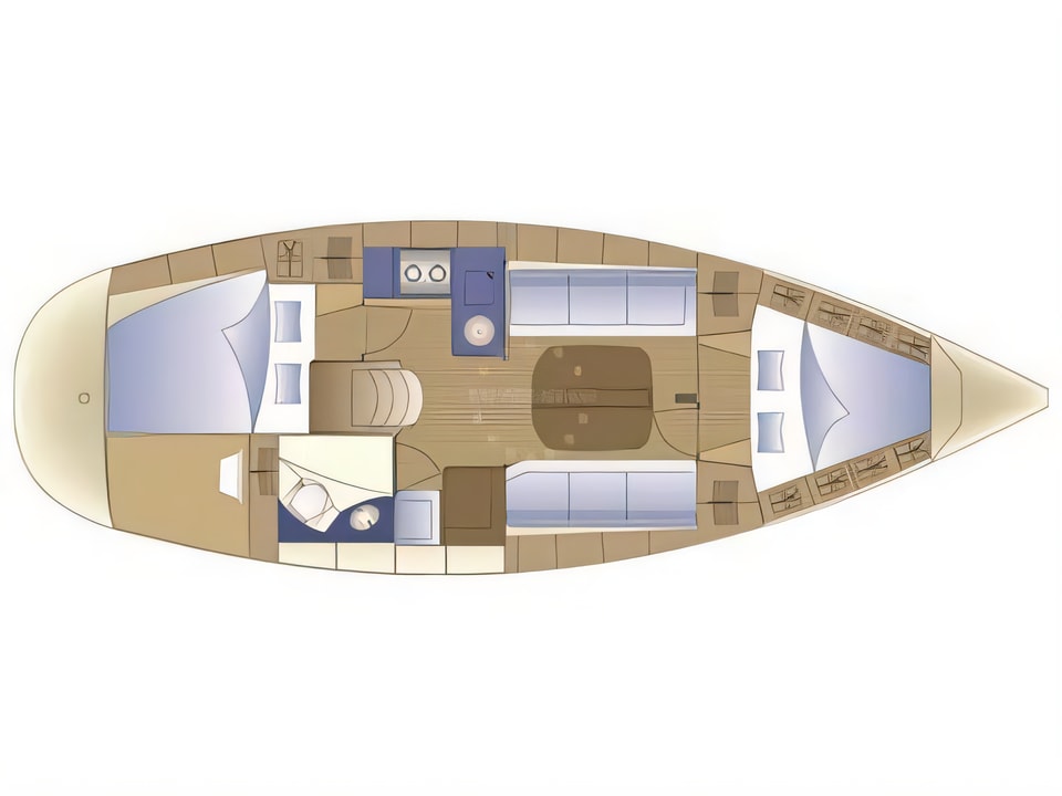 Layout of Bavaria 31 Cruiser sail boat with 2 cabins Croatia yacht charter