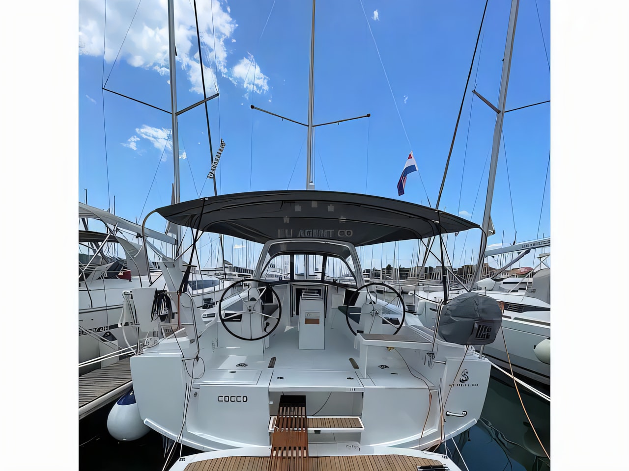 Exterior overview of Oceanis 38.1 sail boat for charter from Sibenik Marina Mandalina in the Sibenik sailing area Croatia