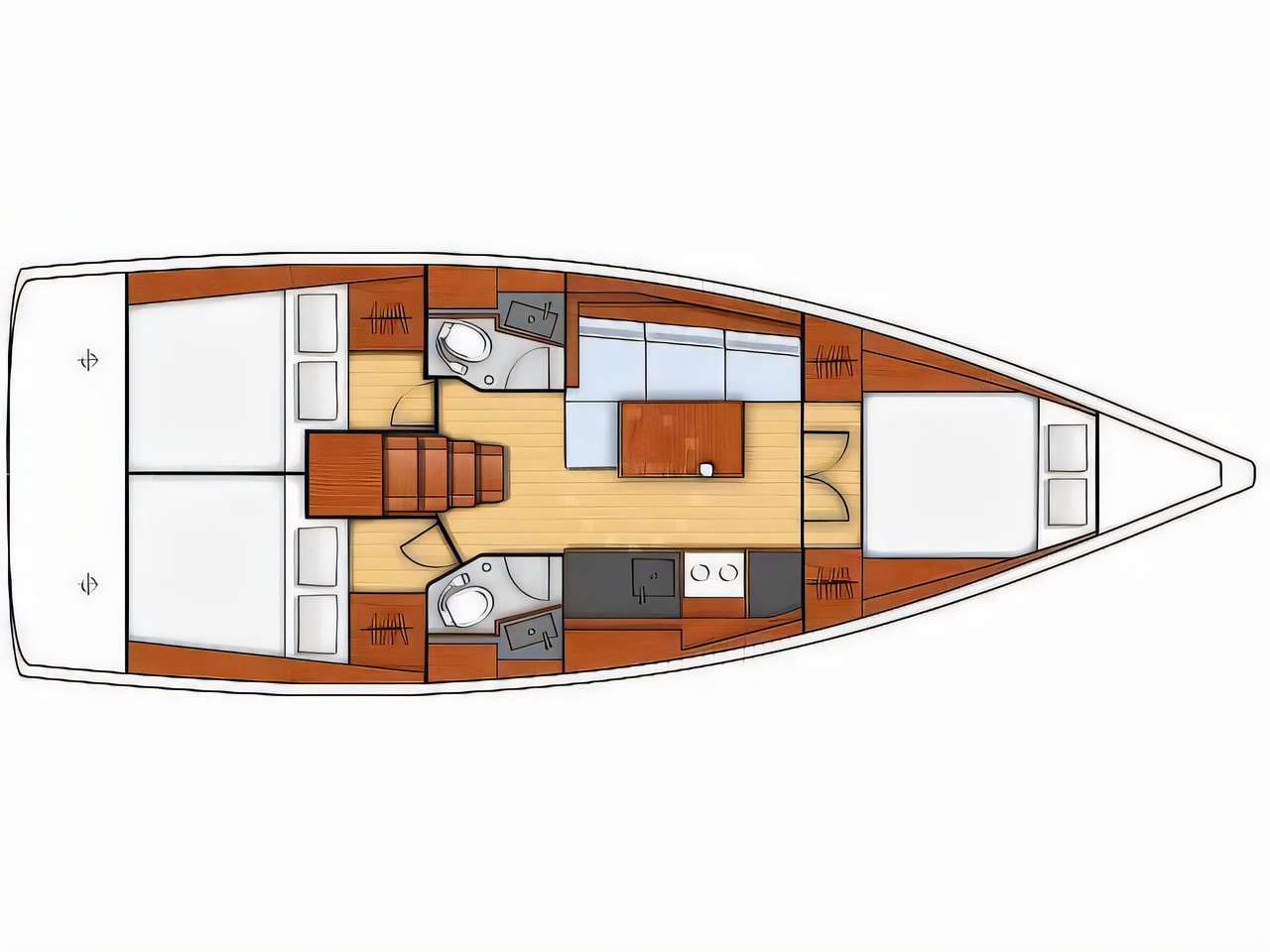 Interior of Oceanis 38.1 sail boat with 3 cabins Croatia yacht charter