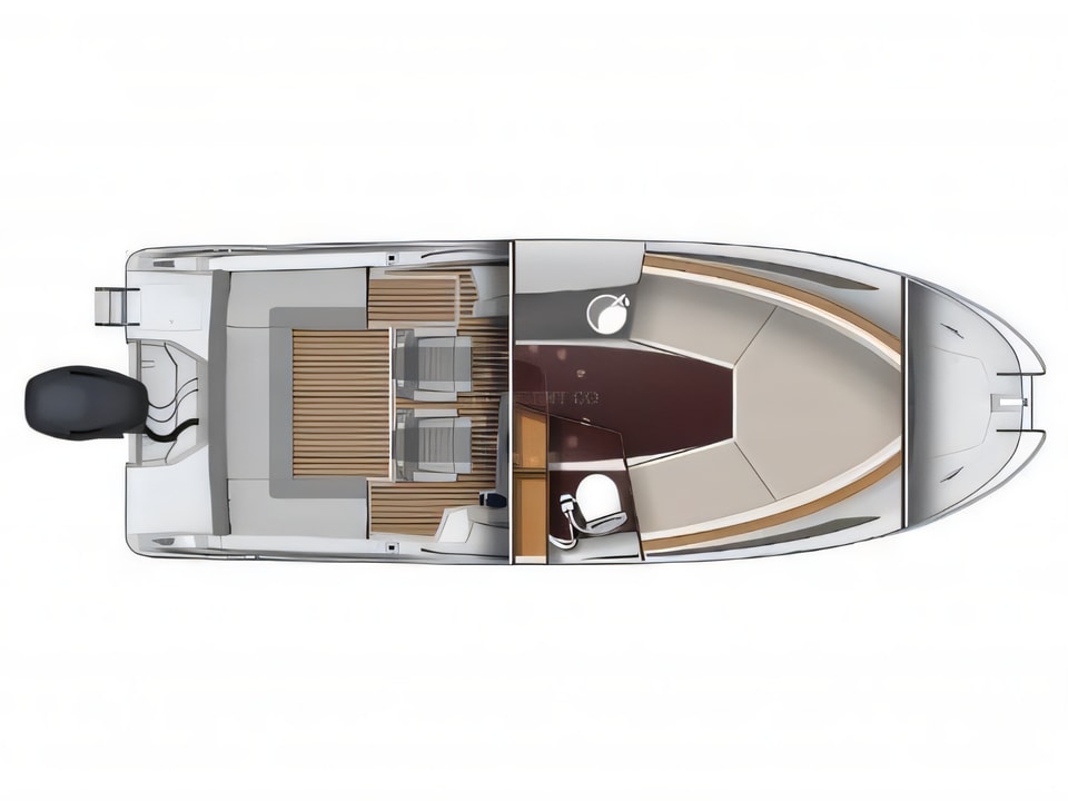 Layout of Jeanneau Cap Camarat 7.5 WA SERIE 2 motor boat with 1 cabins Croatia yacht charter