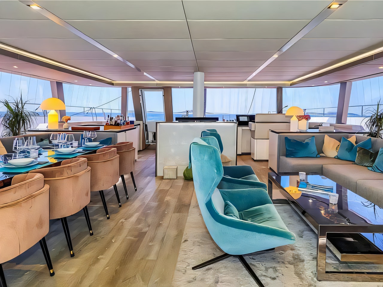 Layout of Sunreef 80 catamaran with 3 cabins Croatia yacht charter