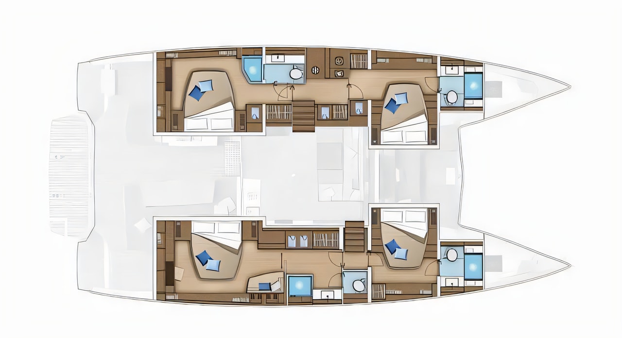 Interior of Lagoon 55 (4+2) catamaran with 4 cabins Croatia yacht charter