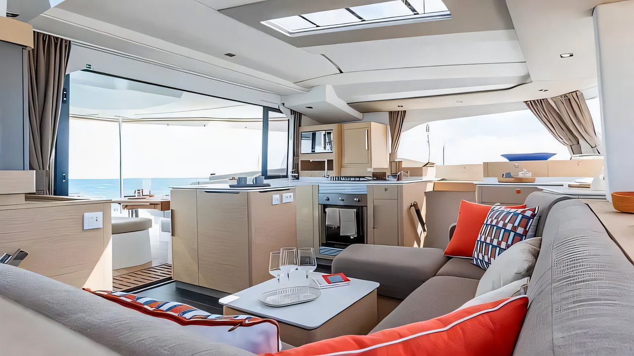 Layout of Fountaine Pajot New 44 catamaran with 6 cabins Croatia yacht charter