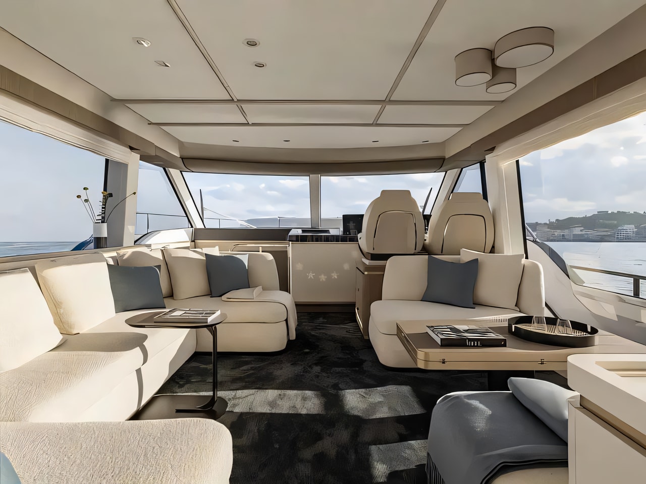 Layout of Azimut Magellano 60 motoryacht with 3 cabins Croatia yacht charter