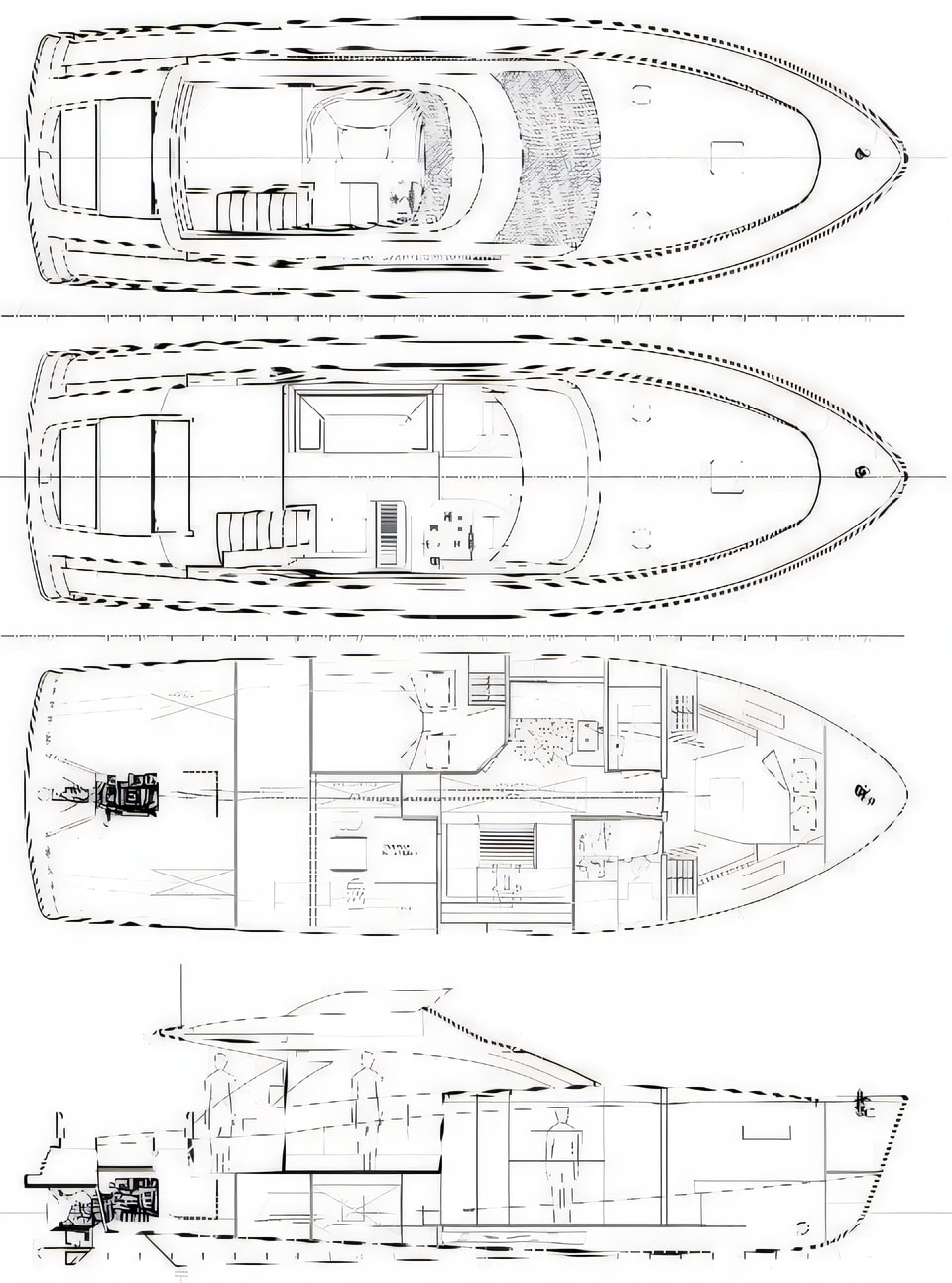 Layout of Cyrus 13.8 Flybridge motoryacht with 2 cabins Croatia yacht charter