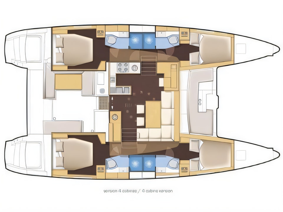 Lagoon 450F yacht layout 5 cabins Croatia charter