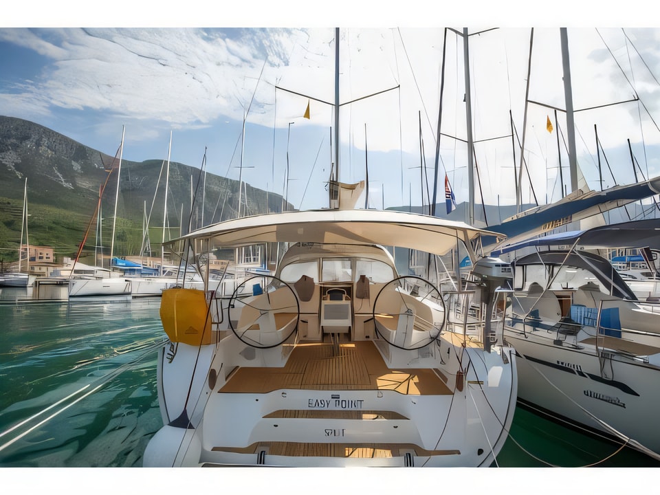 Exterior overview of Bavaria Cruiser 46 sail boat for charter from Dubrovnik ACI Marina in the Dubrovnik sailing area Croatia
