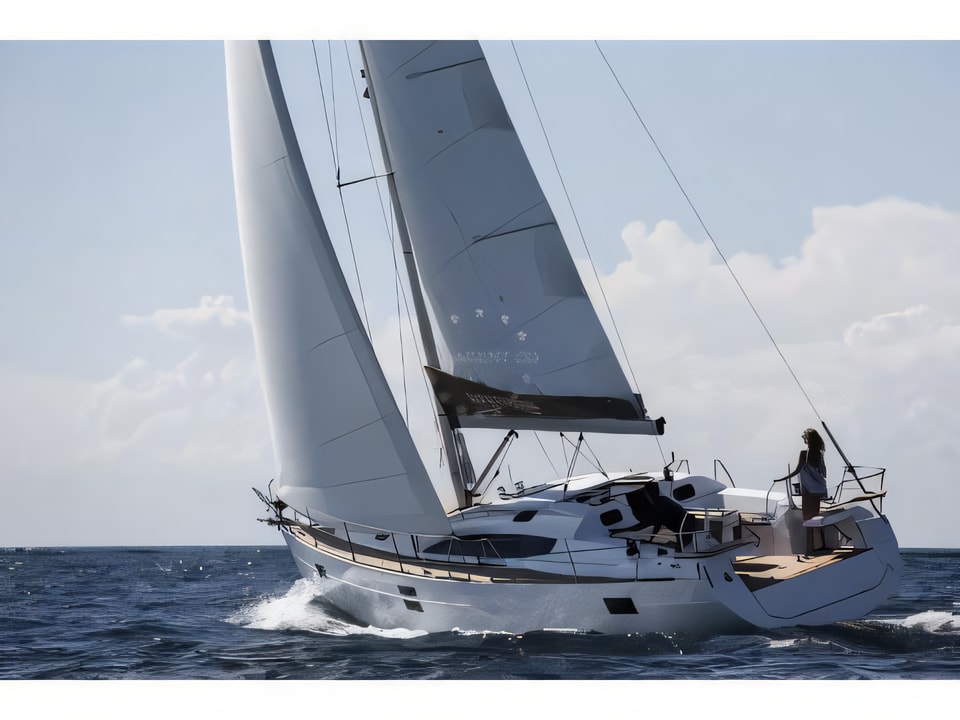 Exterior overview of Elan 45 Impression sail boat for charter from Mali Losinj in the Istria / Kvarner sailing area Croatia