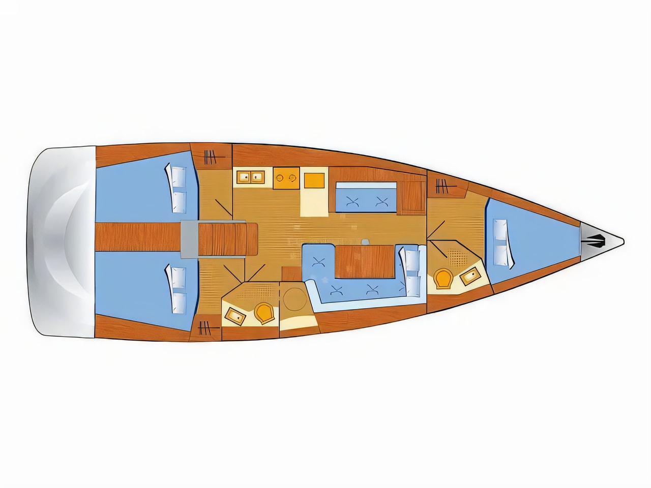 Interior of Oceanis 41.1 sail boat with 3 cabins Croatia yacht charter