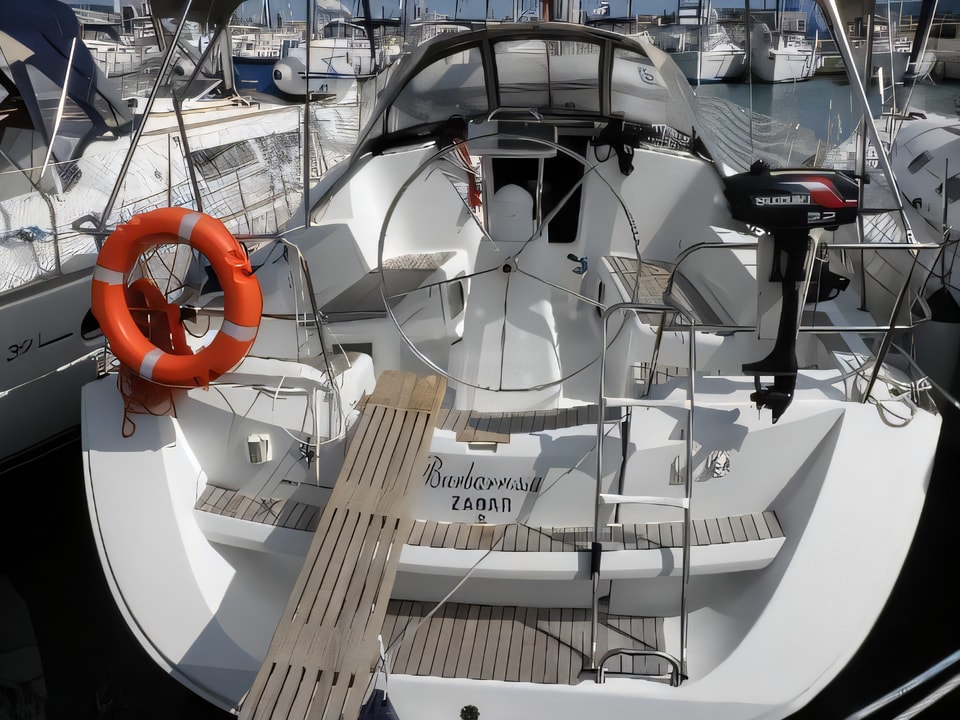 Exterior overview of Sun Odyssey 36i sail boat for charter from Sukosan Marina Dalmacija in the Zadar sailing area Croatia