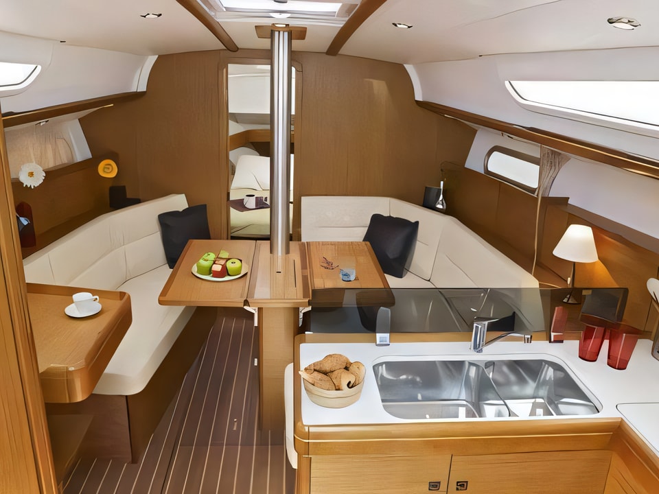 Interior of Sun Odyssey 36i sail boat with 3 cabins Croatia yacht charter