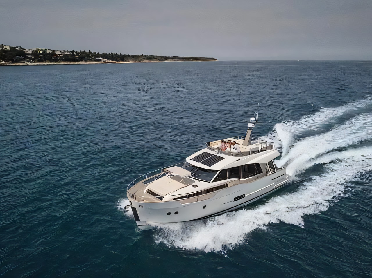 Exterior overview of Greenline 48 Fly motor boat for charter from Biograd Kornati in the Zadar sailing area Croatia