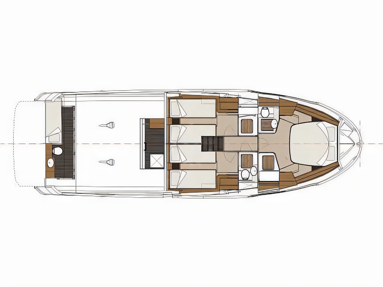 Interior of Greenline 48 Fly motor boat with 3 cabins Croatia yacht charter