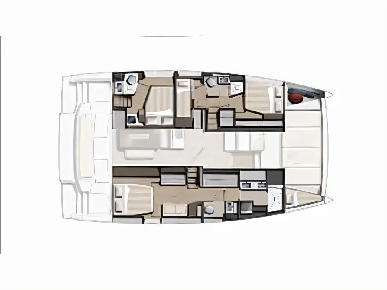 Interior of Bali 4.6 catamaran with 4 cabins Croatia yacht charter