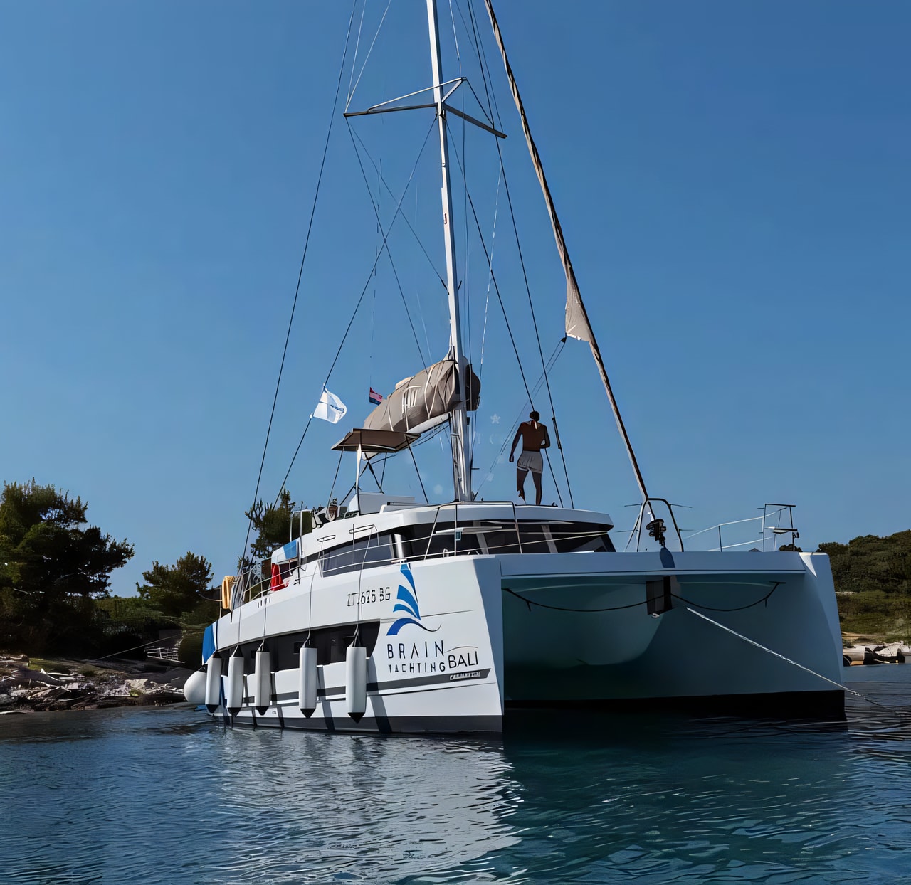 Layout of Bali Catspace catamaran with 4 cabins Croatia yacht charter