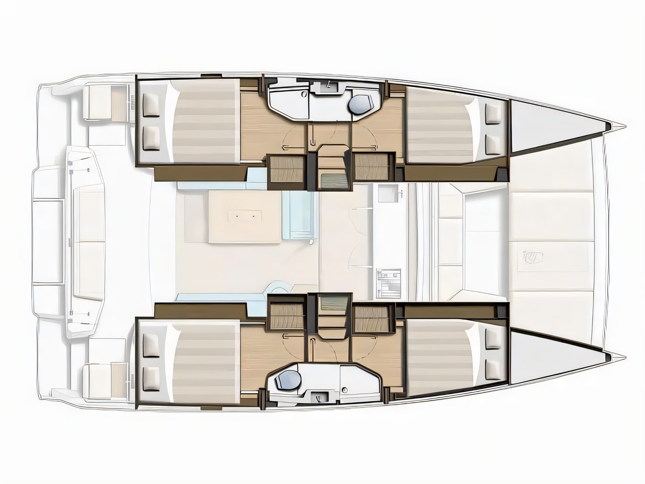 Interior of Bali Catsmart catamaran with 4 cabins Croatia yacht charter