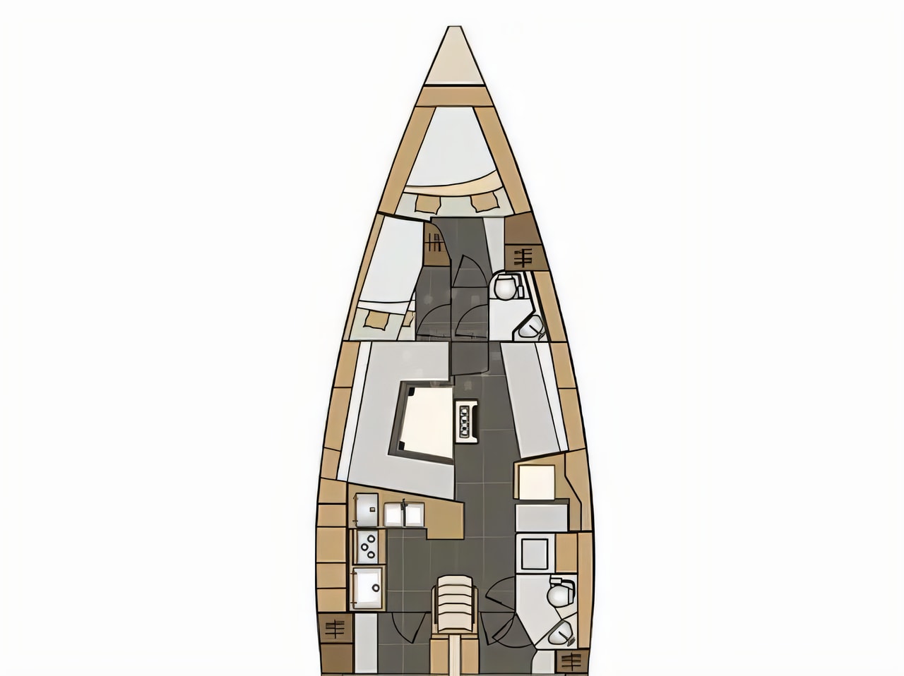 Interior of Elan Impression 45 sail boat with 4 cabins Croatia yacht charter