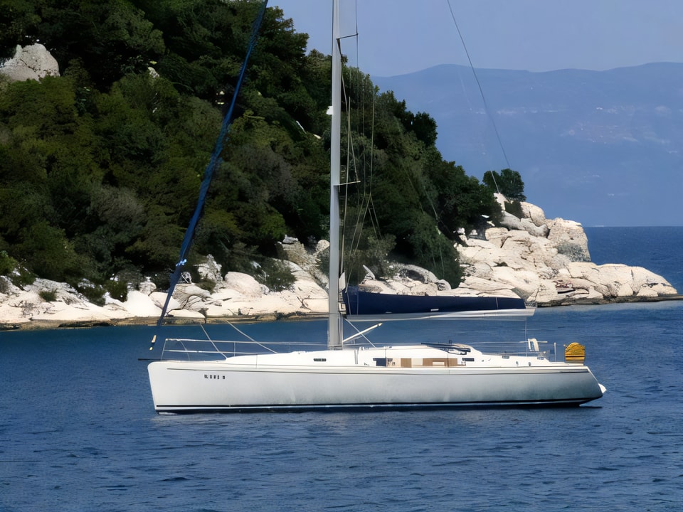 Exterior overview of Salona 45 sail boat for charter from Trogir ACI Marina in the Split sailing area Croatia